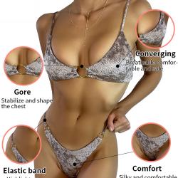 Triangle Velvet Snake Skin Bikini