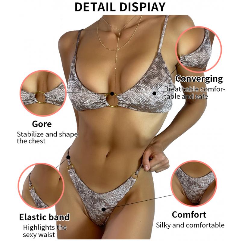 Triangle Velvet Snake Skin Bikini